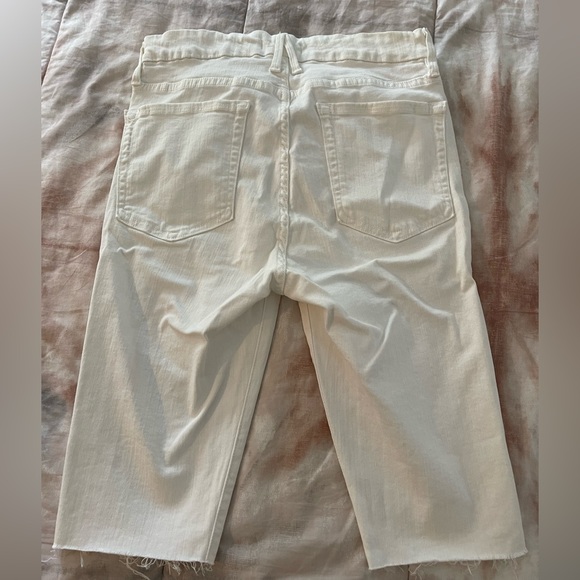 GOOD AMERICAN white denim Bermuda long cut off shorts - Picture 2 of 3
